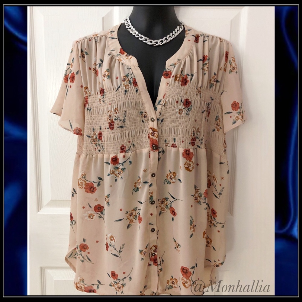 Romantic Rose Empire Baby Doll Floral Ruffle Sleeve Tunic Top Casual Blouse - Picture 3 of 7